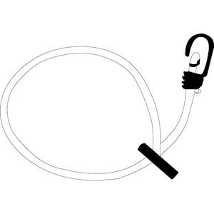 AB06 : système de fixation pour banderole composé d'un embout basculant de 60cm de sandow 6mm blanc et d'un crochet de fixation
