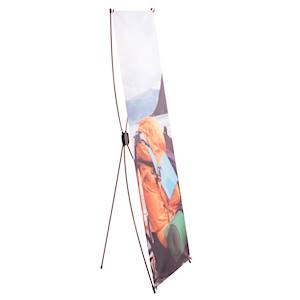 Finitions: Dimension 160cm x 60cm
Structure en x avec visuel imprimé.
Bonne visibilité des impressions, sac de rangement et de transport, visuel imprimé sur bâche M1.
Avantages: Autoportant, installation, rangement et transport facile.
Exemples d... 